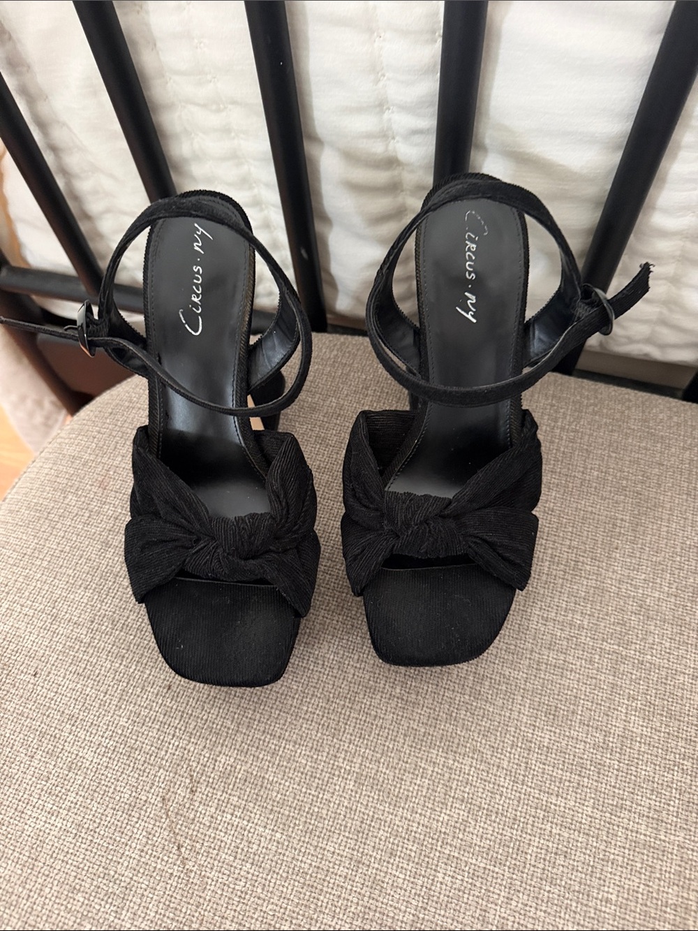 Circus by Sam Edelman Black Knot Front Ankle-Strap Heels